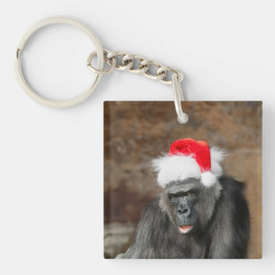 Porte-clefs Gorilla Biddy dans un Casquette de Noël festif
