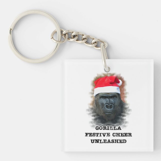 Porte-clefs Gorilla Festive Cheer Unleashed (Devant)