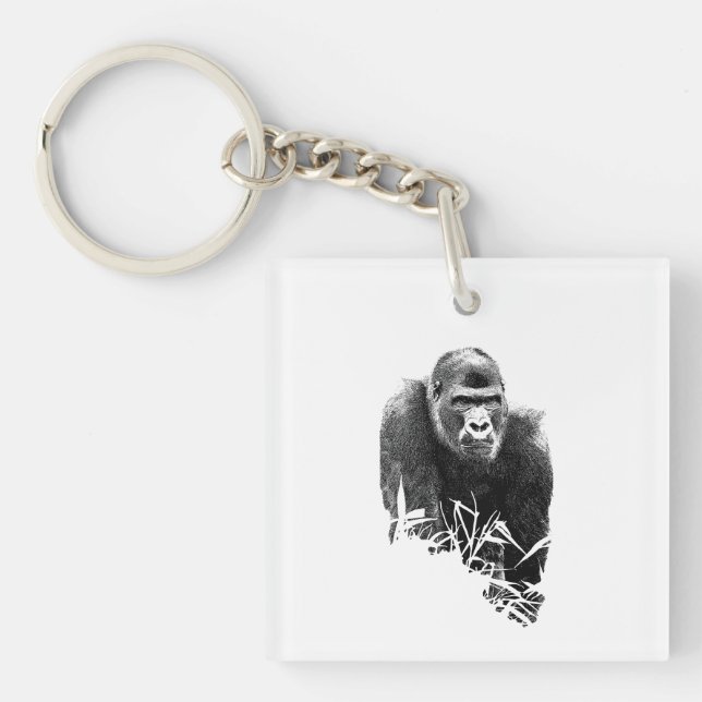Porte-clefs Gorilla Lope Digital Outline Art (Devant)