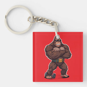 Porte-clefs Gorille Bodybuilder Haltérophile Pop Art Cartoon