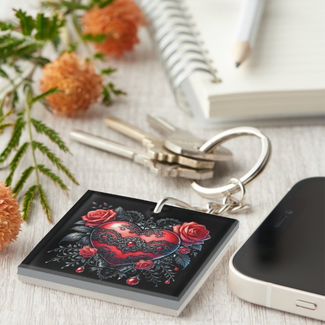Porte-clefs Gothic Heart Valentine Keychain (Devant Droit)