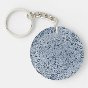 Porte-clefs gouttelettes d'eau gris de métal