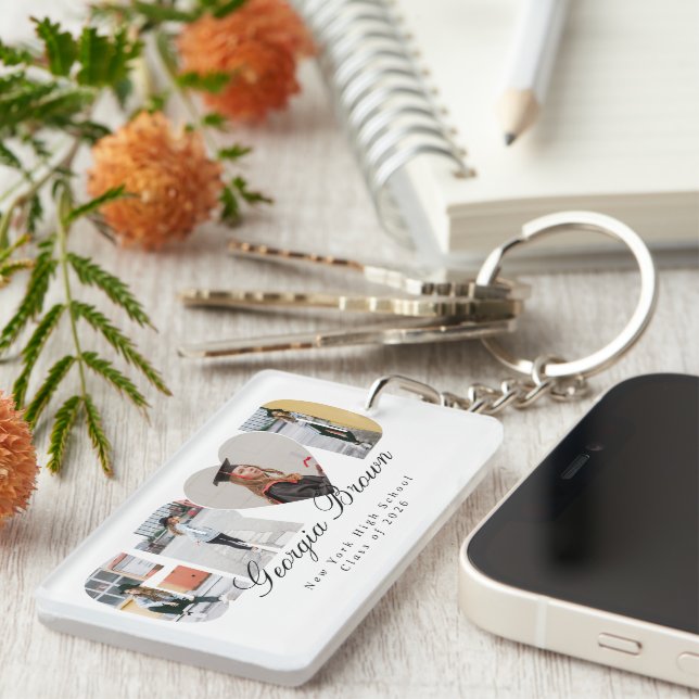 Porte-clefs Graduation Photo Collage Graduate Gift Keepsake (Devant droit)
