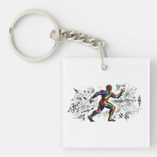 Porte-clefs Graffiti d'art de rue d'un coureur abstrait