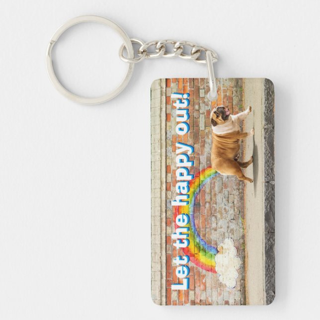 Porte-clefs Graffiti de chien et d'arc-en-ciel (Devant)