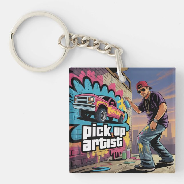 Porte-clefs Graffiti urbain et artiste de collecte (Devant)