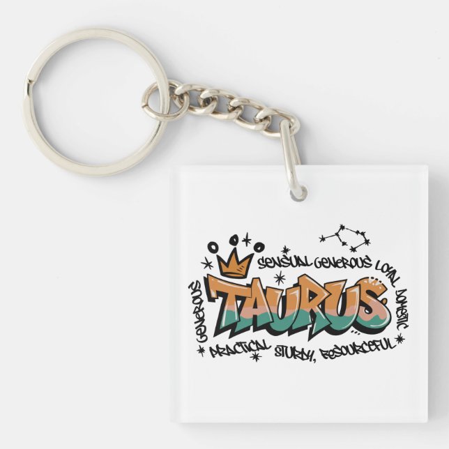 Porte-clefs graffiti zodiaque Taureau (Devant)