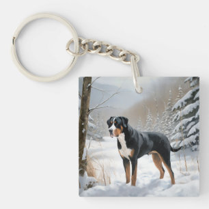 Porte-clefs Grand Bouvier Suisse Noël sous la neige Noël