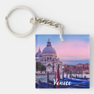 Porte-clefs Grand Canal avec gondoles et église à Venise