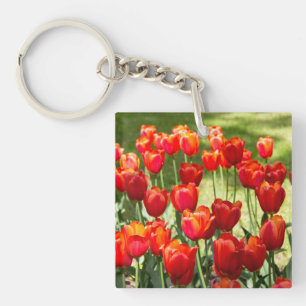 Porte-clefs Grand champ de tulipes rouges