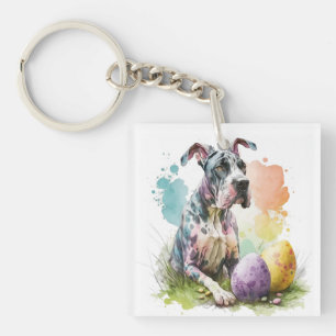 Porte-clefs Grand Chien Danse Oeuf De Pâques, Joyeux Grand Dan