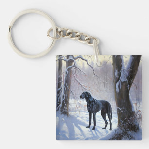 Porte-clefs Grand Danois Laissez Tomber la Neige Noël