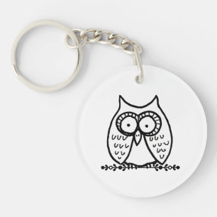 Porte-clefs Grand dessin de chouette de dessin animé drôle aux