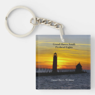Porte-clefs Grand Haven South Pierhead Lumières coucher de sol