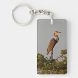 Porte-clefs Grand Héron Bleu Sur La Cime D'un Arbre