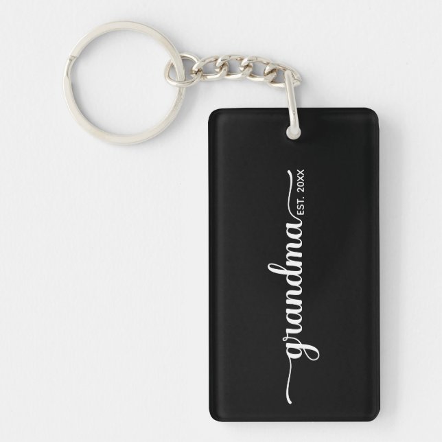 Porte-clefs Grand-mère noir et blanc établie (Devant)