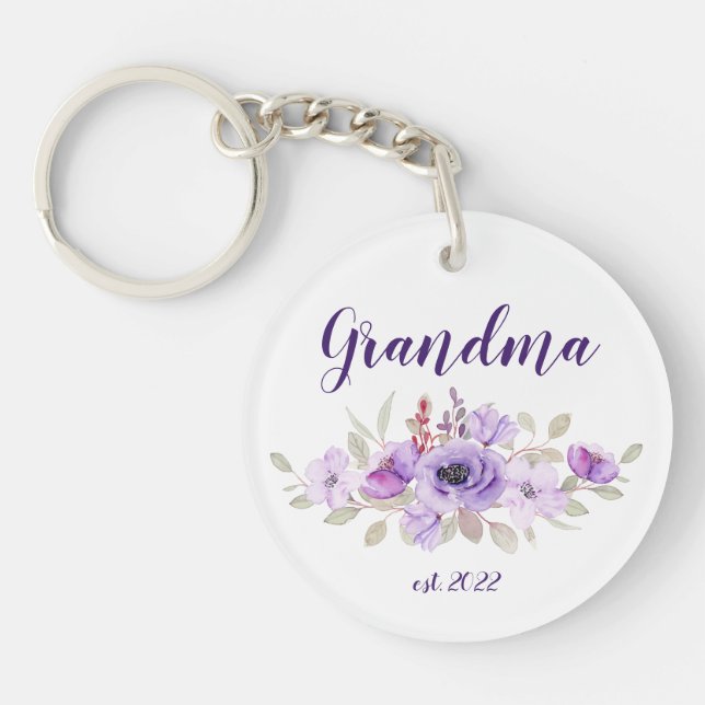 Porte-clefs Grand-mère PERSONNALISABLE Date - Première Grand-m (Devant)