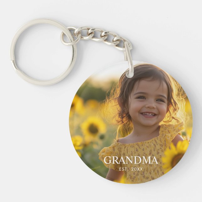 Porte-clefs Grand-mère photo personnalisée (Devant)
