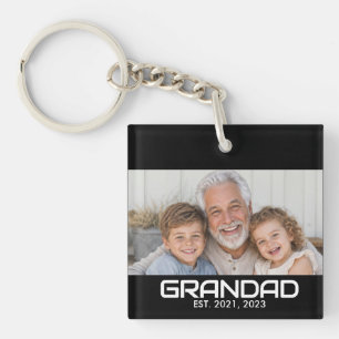 Porte-clefs Grand-père a établi une photo en noir et blanc gra