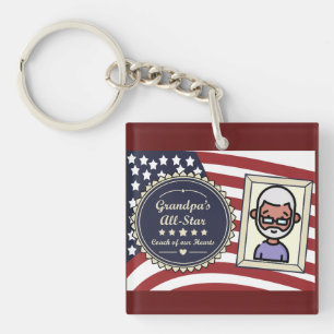 Porte-clefs Grand-père's All-Star Badge USA Drapeau Design