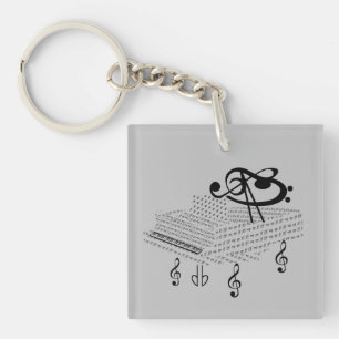 Porte-clefs Grand piano et Ludwig van Beethoven, notes de musi