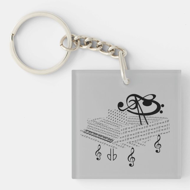 Porte-clefs Grand piano et Ludwig van Beethoven, notes de musi (Devant)