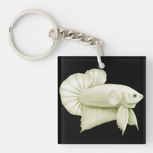 Porte-clefs Grand porte - clé blanc de poissons de Betta (Devant)