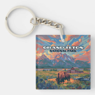 Porte-clefs Grand Teton National Park Mountains Bison Wyoming