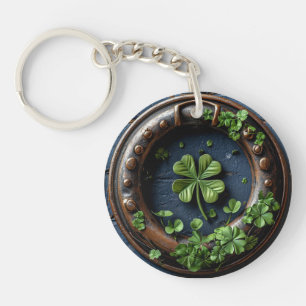 Porte-clefs Grand Trèfle à Quatre Feuilles Symbole Chanceux Gr