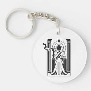 Porte-clefs Grande Prêtresse du Tarot Fumant de l'Herbe Occult