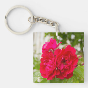 Porte-clefs Grandes roses rouges dans le jardin