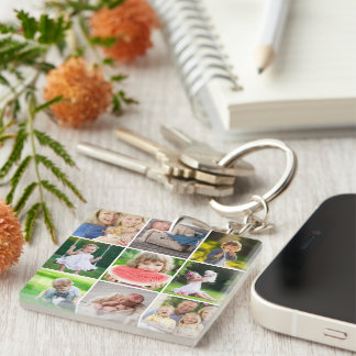 Porte-clefs Grandkids 9 Carré Photo Instagram Collage