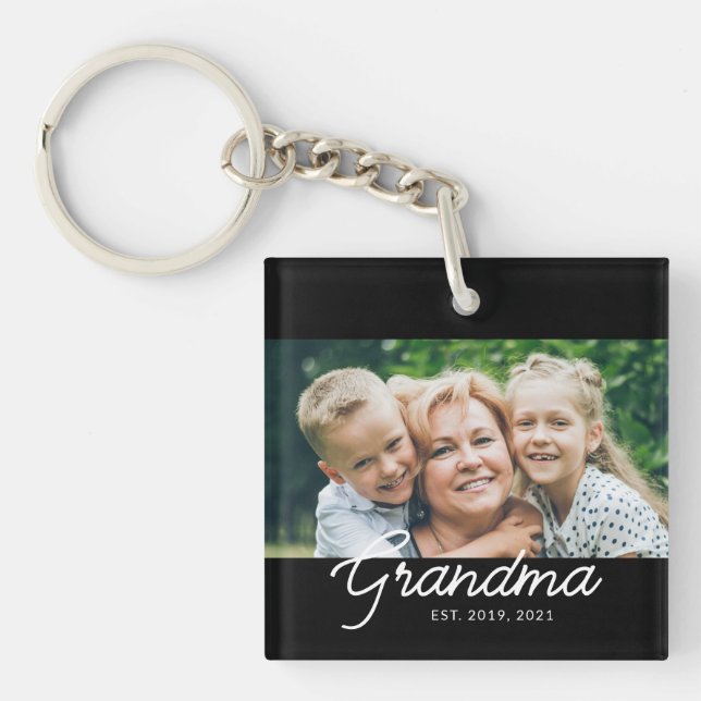 Porte-clefs Grandma Established Script Photo Gift (Devant)