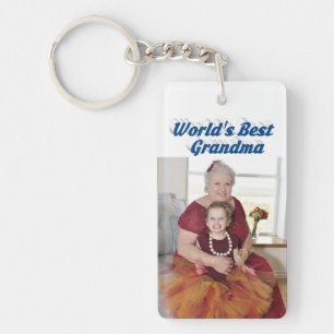Porte-clefs Grandma Photo bleu mer texte