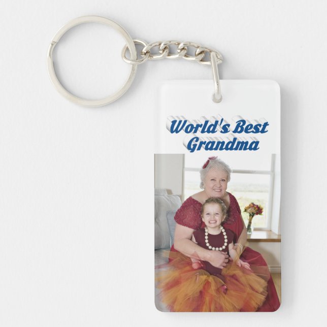 Porte-clefs Grandma Photo bleu mer texte (Devant)