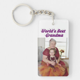 Porte-clefs Grandma Photo texte violet