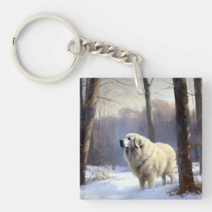 Porte-clefs Grands Pyrénées Qu'il neige Noël