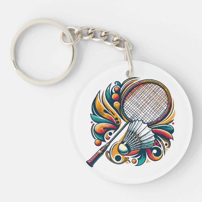 Porte-clefs Graphique de badminton (Devant)