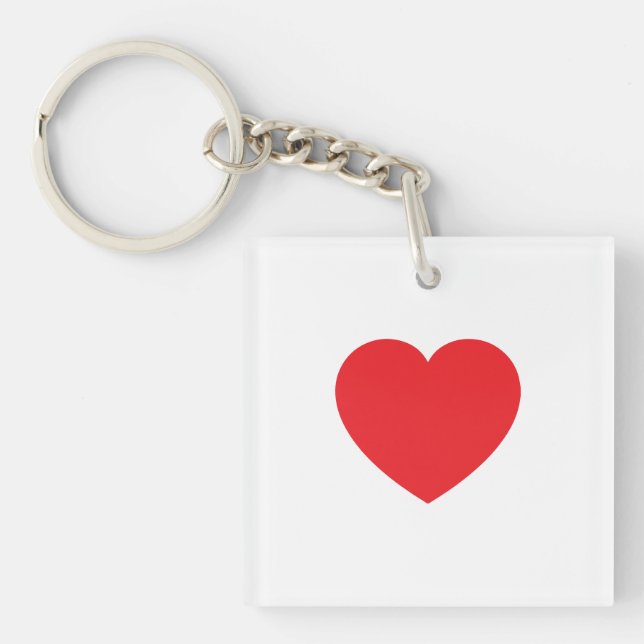 Porte-clefs Graphique de cœur d'amour rouge blanc moderne simp (Devant)