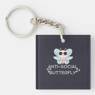 Porte-clefs Graphique de maux papillon anti-social