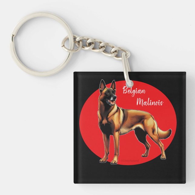 Porte-clefs Graphique malinois belge (Devant)