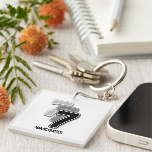 Porte-clefs Graphique Triple Sept – Art Moderne Minimaliste