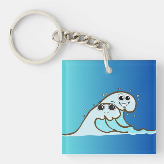 Porte-clefs Graphisme Baby Waves sur bouton. (Devant)