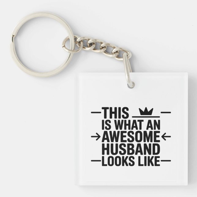 Porte-clefs Graphisme de typographie Awesome Husband (Devant)