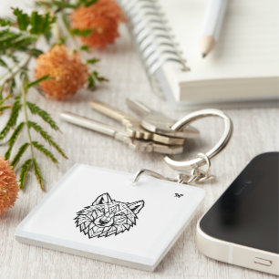 Porte-clefs Graphisme Loup Sauvage T-Shirt Loup de la Nature