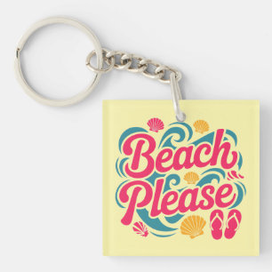 Porte-clefs Graphisme Rétro Plage : Typographie Rose