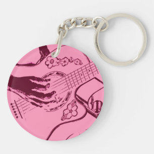 Porte-clefs Graveleux inverti de guitare de rose femelle de