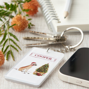 Porte-clefs Great Dane Funny Chien de Noël avec arbre