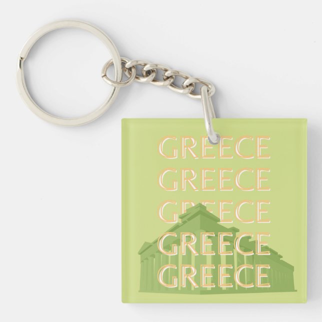 Porte-clefs Grèce Travel Art, Summer Travel Art, Green (Devant)