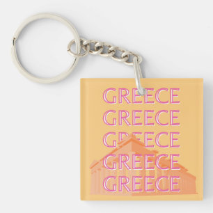 Porte-clefs Grèce Travel Art, Summer Travel Art, Orange